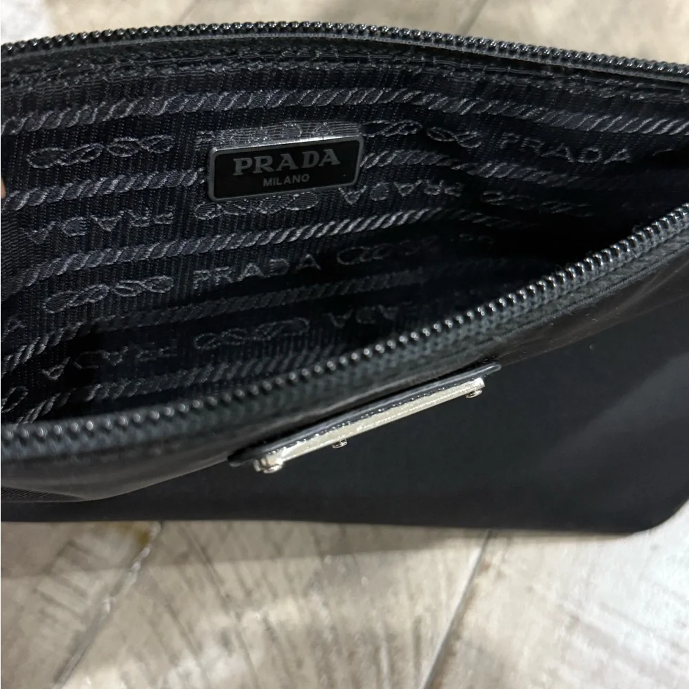 Prada Black Saffiano and Nylon Pouch - 100% AUTHENTIC